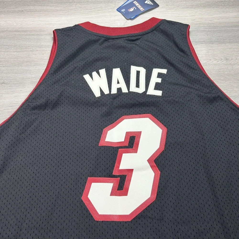 NEW Dwyane Wade 3 Miami Heat Jersey Mens 2XL‎ Black NBA Basketball Adidas